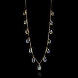 Gemstone Rose-Cut Drop Necklace, 18k