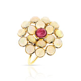 Gemstone Cabochon Large Cluster Ring, 18k