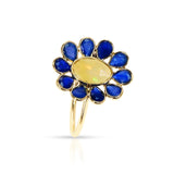 Sapphire and Opal Floral Ring, Yellow Gold