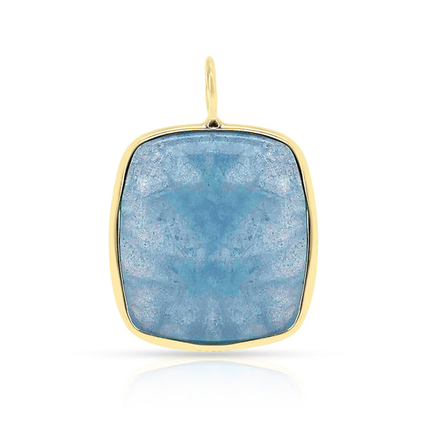 Aquamarine Cushion-Shape Pendant, 14K Yellow Gold