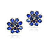 Multi Sapphire Pear Shape Bezel Set Floral Earrings made in 18 Karat Yellow Gold.