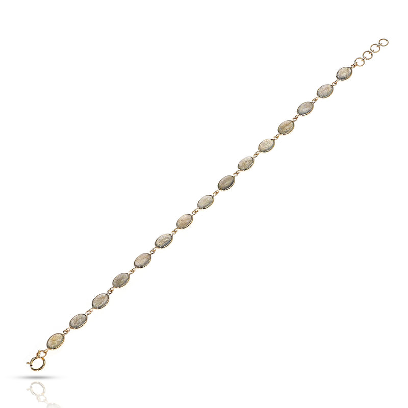 Oval Labradorite Cabochon Tennis Bracelet, 18k Yellow Gold