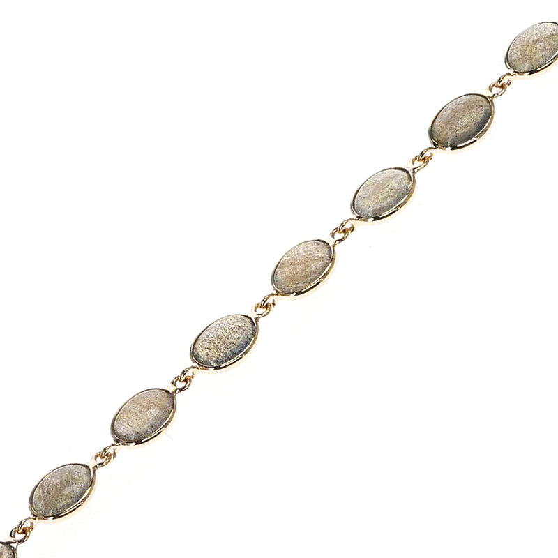 Oval Labradorite Cabochon Tennis Bracelet, 18k Yellow Gold