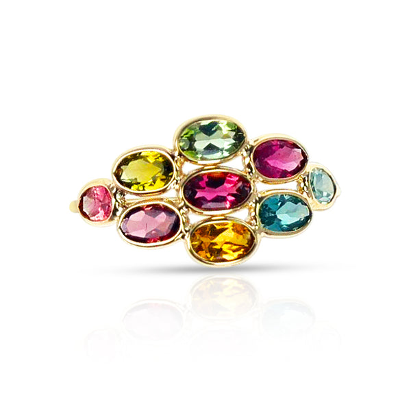 Tourmaline Floral Ring, Yellow Gold