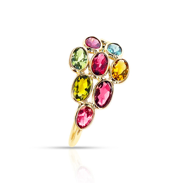 Tourmaline Floral Ring, Yellow Gold