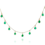 Pear Shape Gemstone with Drops, 18k