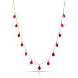 Pear Shape Gemstone with Drops, 18k