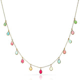 Pear Shape Gemstone with Drops, 18k