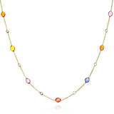 Gemstone Necklace with Diamond Rose Cuts, 18 Karat Gold