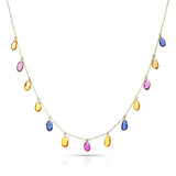 Multi-Sapphire Rose-Cut Drop Necklace, 18k