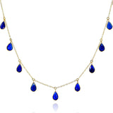 Pear Shape Gemstone with Drops, 18k