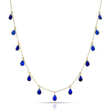 Pear Shape Gemstone with Drops, 18k