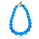 GIA Certified Natural Turquoise Beads Necklace, 18k