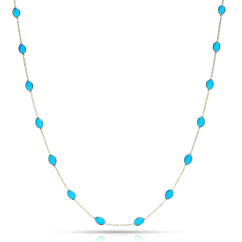 Oval Turquoise Necklace, 18k