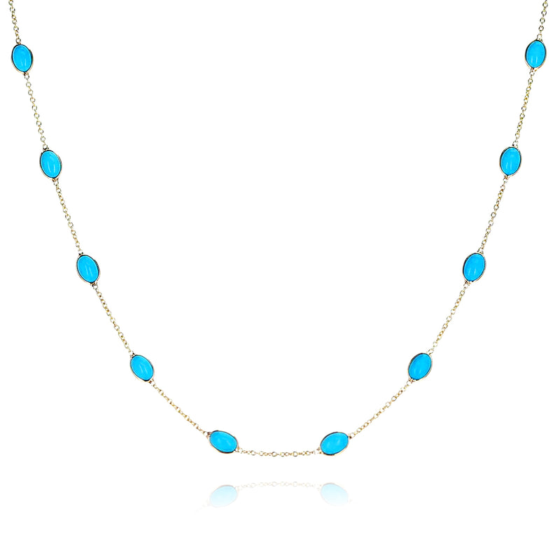 Oval Turquoise Necklace, 18k
