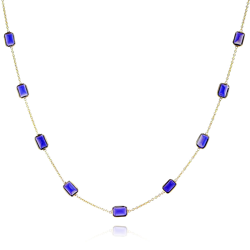 Rectangular Iolite Necklace, 18k