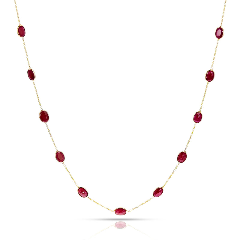 Oval Ruby Necklace, 18k