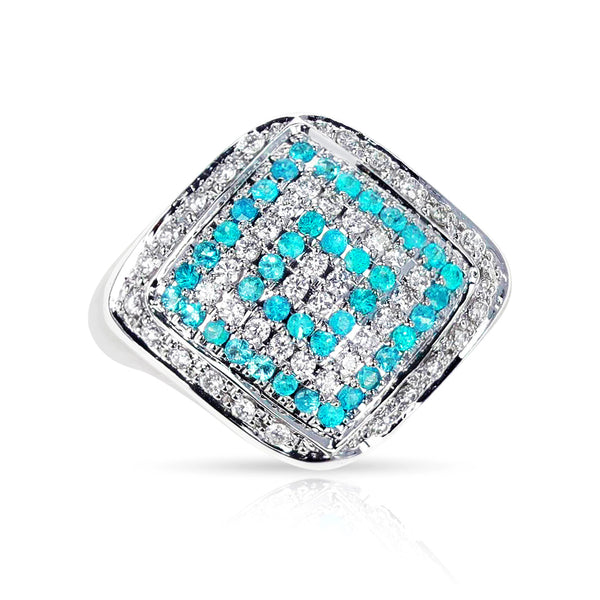 Diamond-Shape Brazilian Paraiba Tourmaline and Diamond Cocktail Ring, 18k