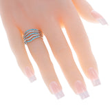 Brazilian Paraiba Tourmaline and Diamond Wavy Ring, 18k