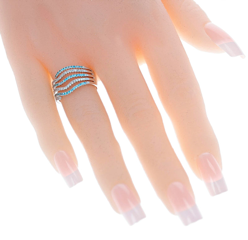 Brazilian Paraiba Tourmaline and Diamond Wavy Ring, 18k