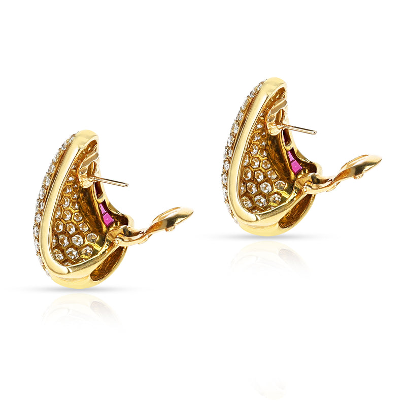 Van Cleef & Arpels Diamond and Ruby Cocktail Earrings, 18k