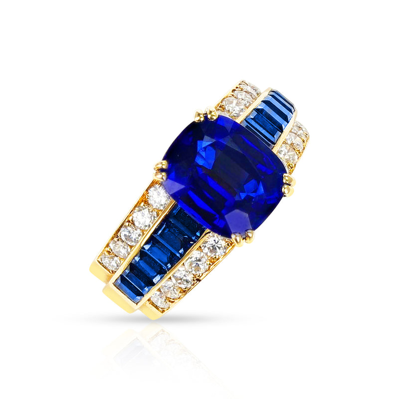 Van Cleef & Arpels Cushion-Cut Sapphire with Sapphire & Diamonds Engagement Ring