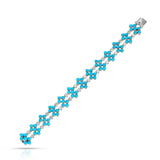 Turquoise Cabochon and Round Diamond Bracelet, 18k