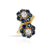 Double Floral Sapphire and Diamond Ring, 18K Ropework Gold