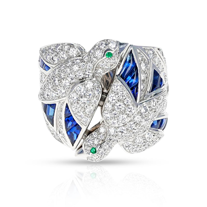 Cartier Les Oiseaux Libérés Diamond, Emerald and Sapphire Ring