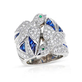 Cartier Les Oiseaux Libérés Diamond, Emerald and Sapphire Ring