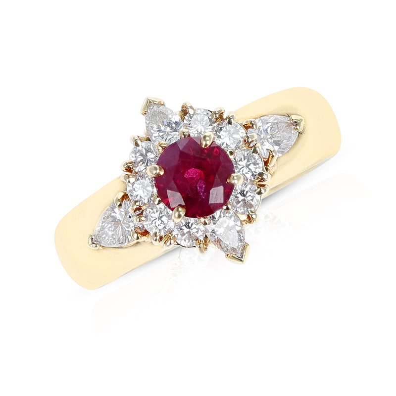 Van Cleef & Arpels Round Ruby Ring with Diamonds, 18k