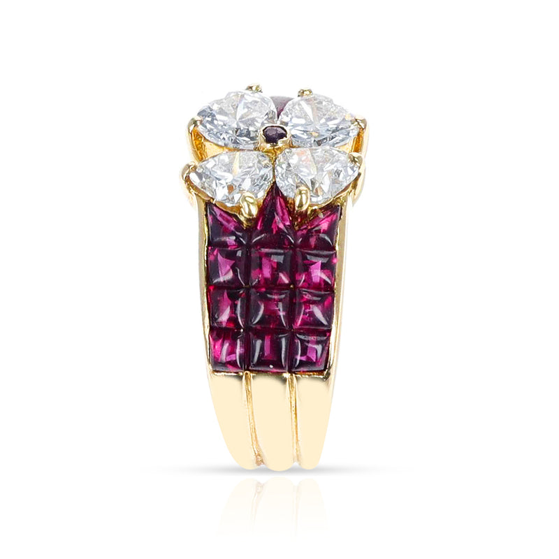 Van Cleef & Arpels Mystery Set Ruby with Heart Shape Diamonds, 18k