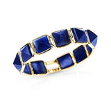 Blue Sapphire Pyramid Cabochon Ring Band, 18k Yellow Gold