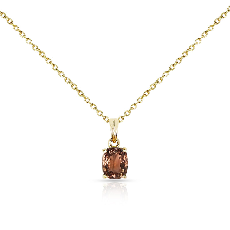 Brown Tourmaline Pendant (2.5 cts), 18K Yellow Gold