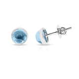 Round Amethyst Cabochon Screw-Back Stud Earrings Made in 14 Karat White Gold