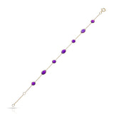 Oval and Round Amethyst Cabochon 18k Yellow Gold Bracelet