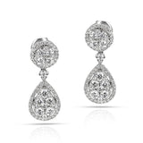 Round Diamond in Circular and Pear Shape Dangling Earrings, 14k
