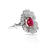 Oval Ruby and Diamond Floral Ring, 14k