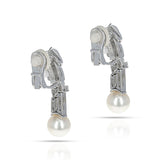 Bvlgari Cultured Pearl Earrings with Round and Pear Shape Diamonds, 18k
