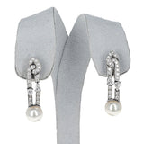 Bvlgari Cultured Pearl Earrings with Round and Pear Shape Diamonds, 18k