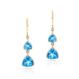 Blue Topaz Mixed Cut Dangling Earrings made in 18 Karat Yellow Gold.