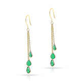 Emerald Dangling Drops Earrings made in 18 Karat Yellow Gold.