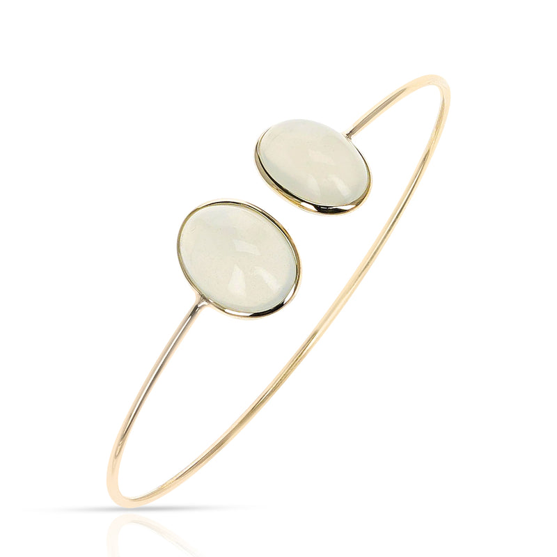 Oval Moonstone Cabochon Bangle, 18k