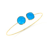 Round and Square shaped Turquoise Bangle,18K