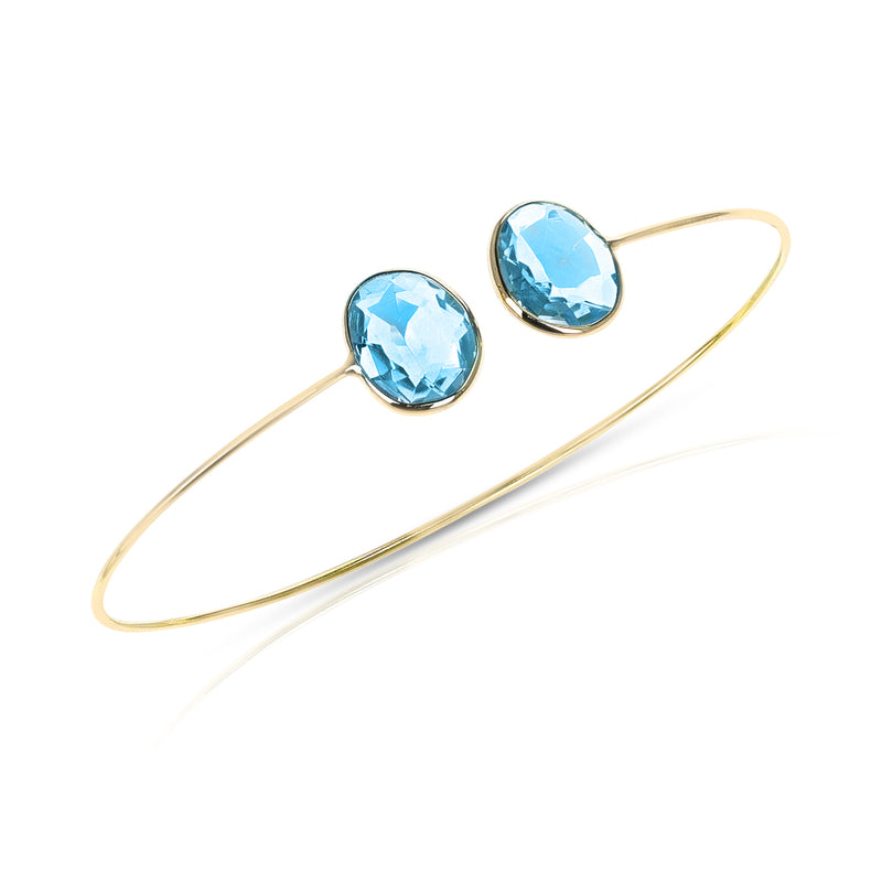 Mixed Shape Blue Topaz Bangle, 18k