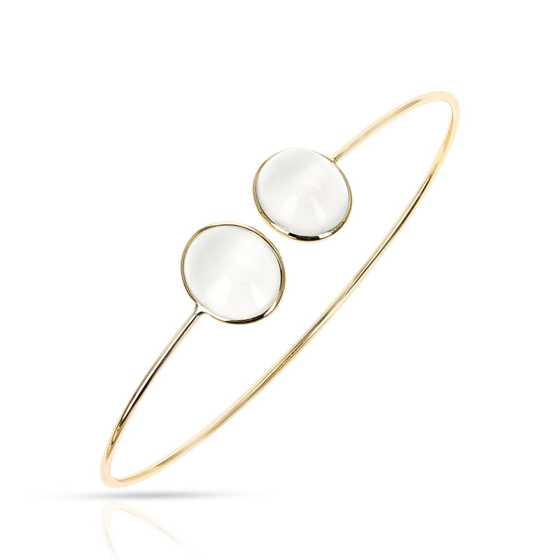 Round Moonstone Cabochon Bangle, 18k