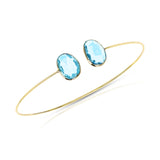 Oval Shape Blue Topaz Bangle, 18k