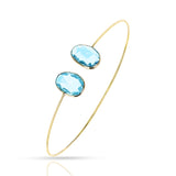 Oval Shape Blue Topaz Bangle, 18k