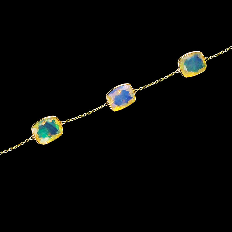 Opal Rectangular shape Bracelet, 18k Yellow Gold