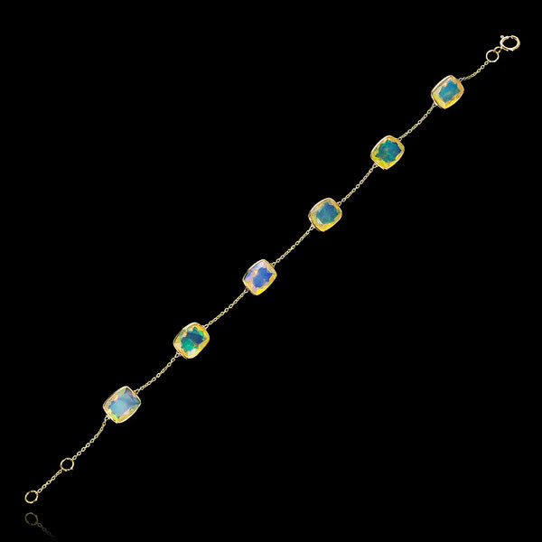 Opal Rectangular shape Bracelet, 18k Yellow Gold